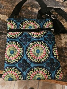 Quilted Crossbody Bag in Teal Multi-Color